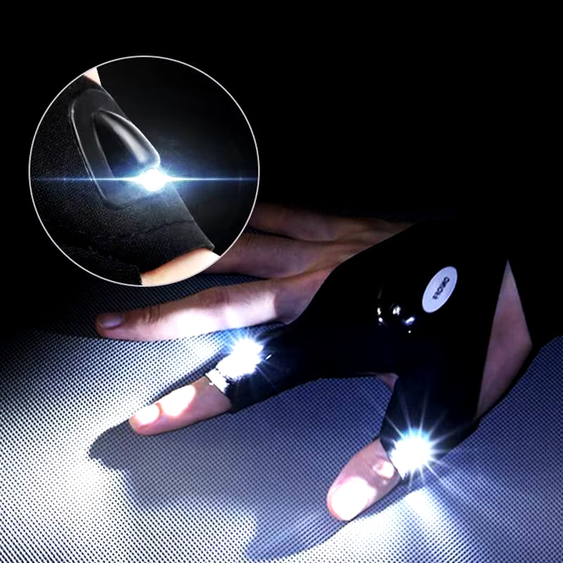 Night Light Fishing Gloves Waterproof Led Fingerless Glove Camping Hiking Survival Rescue Multi Light Tool Outdoor Tool