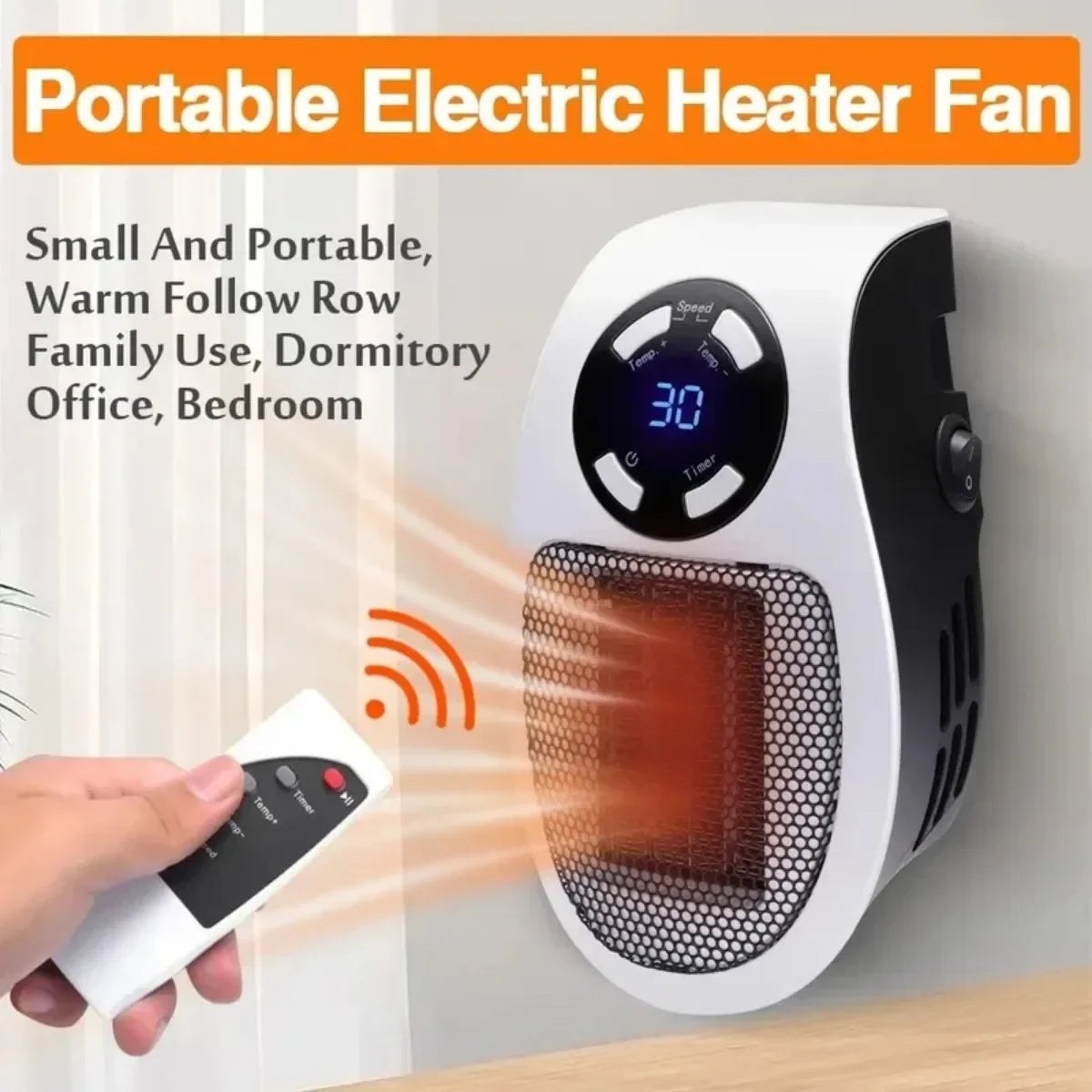 Portable 500W Heater Electric Heater Intelligent Time Control Plug in Wall Room Heater Home Appliance Heating Warmer Machine