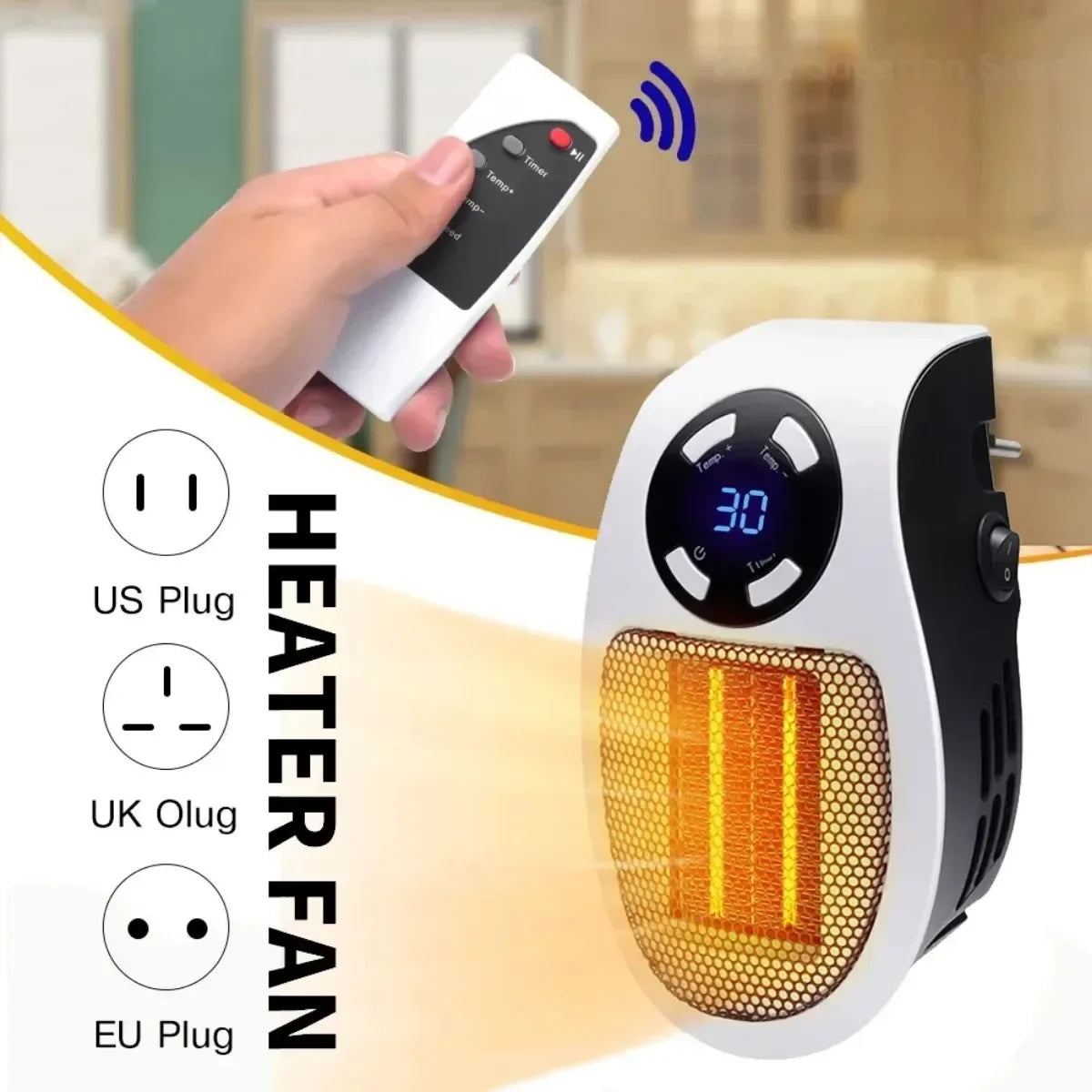 Portable 500W Heater Electric Heater Intelligent Time Control Plug in Wall Room Heater Home Appliance Heating Warmer Machine